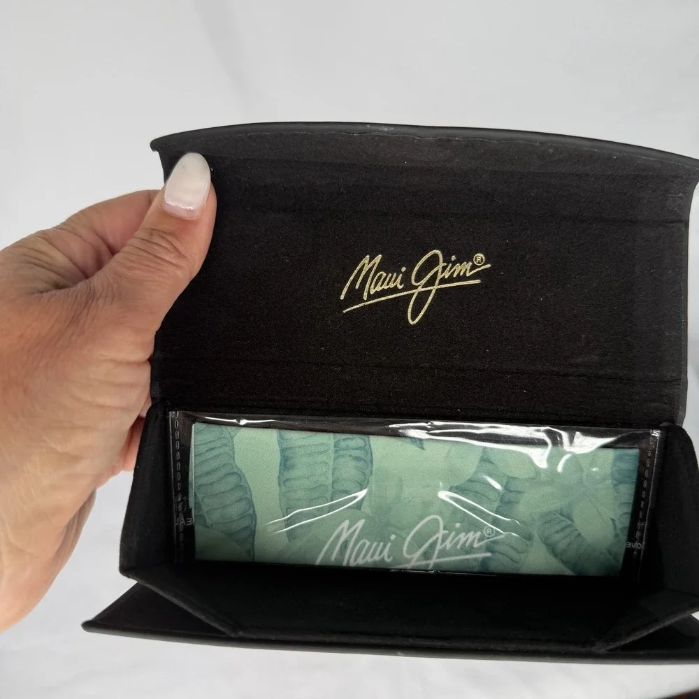 MAUI JIM MALIA MJ 125-02 Gloss Black W/ Grey POLARIZED Oval  SUNGLASSES NEW Case
